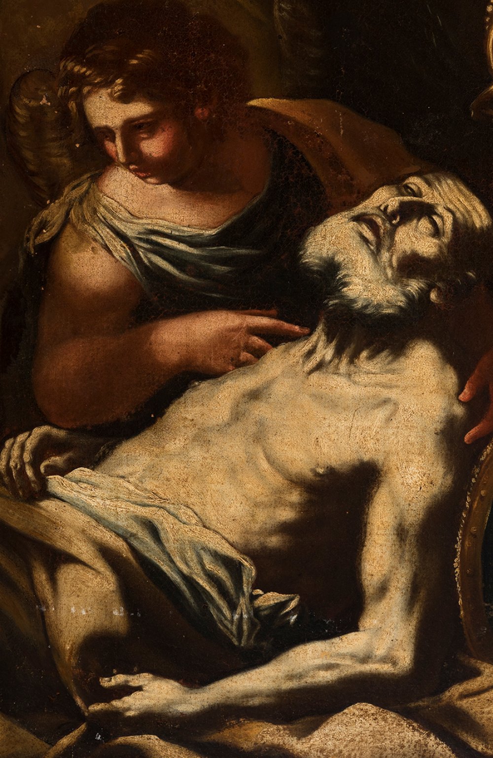 Neapolitan school; circa 1700."The Resurrection of Lazarus".Oil on canvas. Re-coloured.It presents - Image 2 of 6