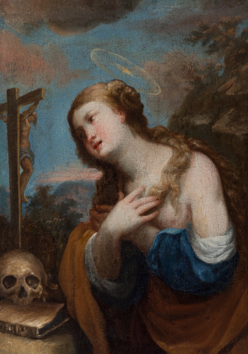 17th century Italian school."Penitent Magdalene".Oil on canvas.The painting has craquelures.