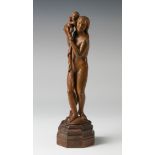 German School; circa 1500."Allegory of motherhood".Carved boxwood.Measurements: 18 x 5 x 4 cm,The