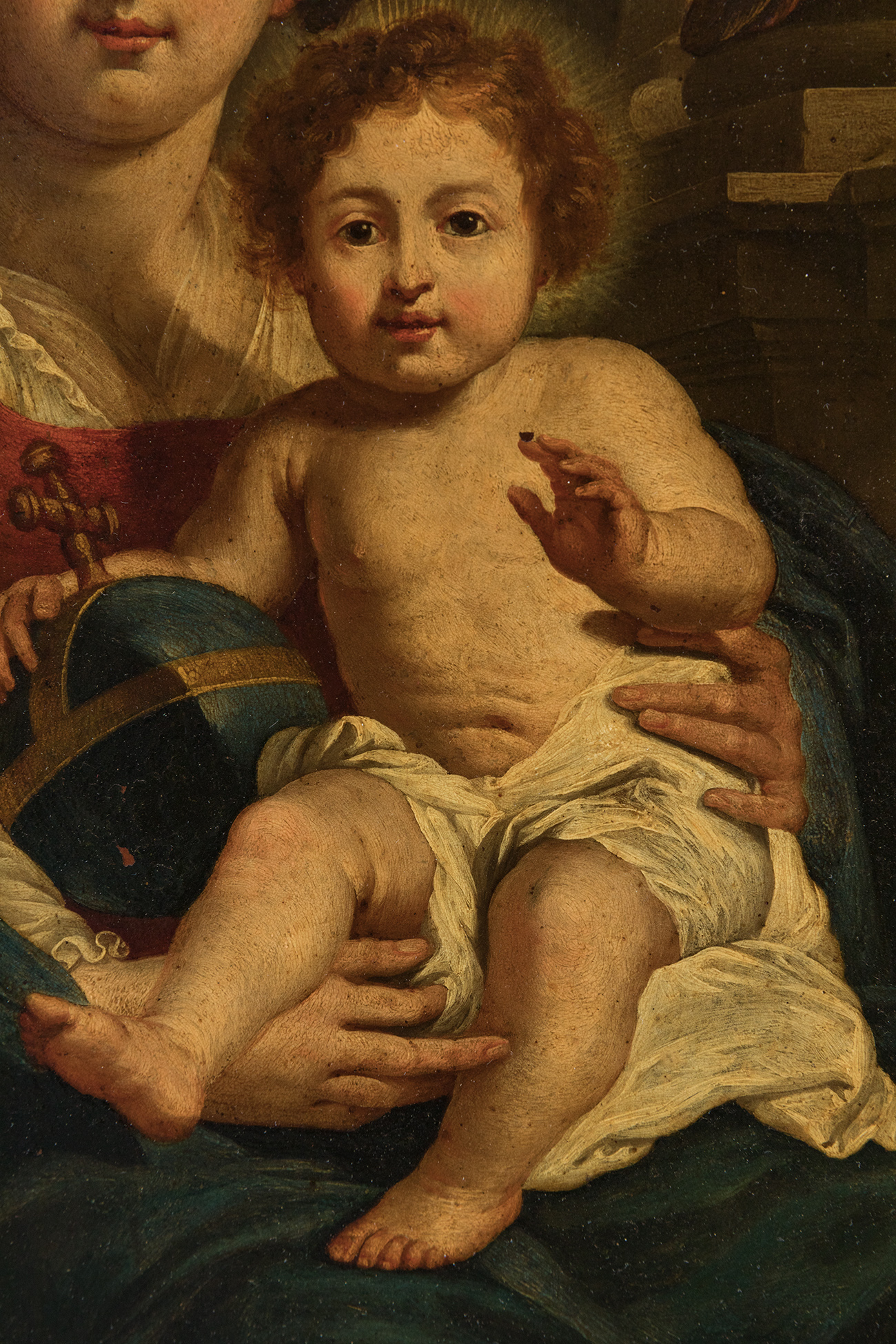 Flemish school; 17th century."Virgin and Child".Oil on copper.It conserves a period frame. - Image 6 of 6