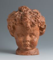 MANOLO HUGUÉ (Barcelona, 1872 - Caldas de Montbui, Barcelona, 1945)."Child's head".Terracotta.