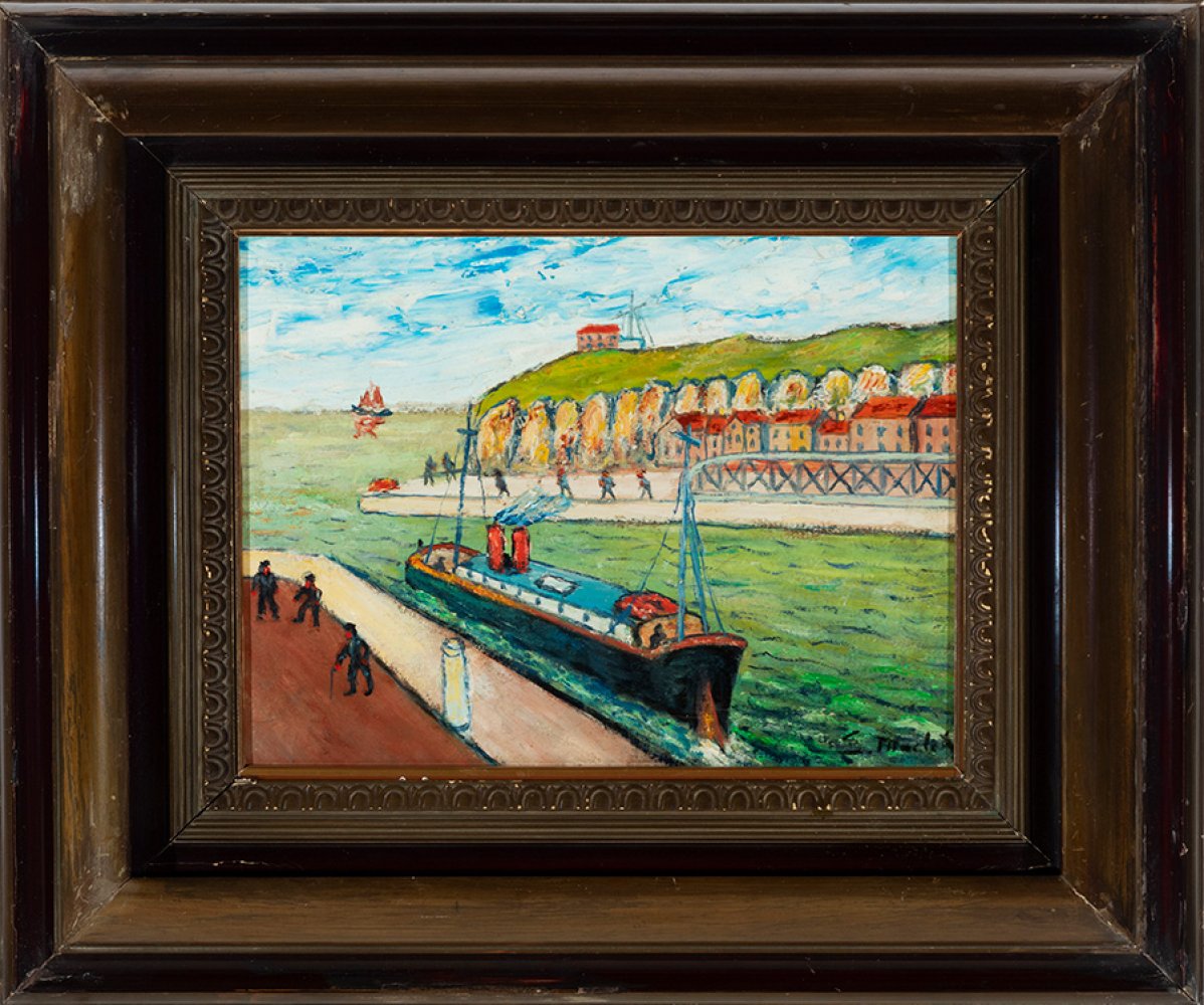 ELISÉE MACLET (Lyons-en-Santerre, 1881 - Paris 1962)."Boat on the Normandy Coast".Oil on cardboard. - Image 2 of 4