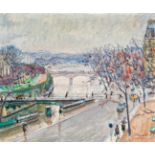 JOSEP AMAT PAGÈS (Barcelona, 1901 - 1991)."View of Paris", 1968.Oil on canvas.Signed and dated 68 in