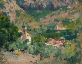 ELISEO MEIFRÈN ROIG (Barcelona, 1859 - 1940)."Landscape.Oil on panel.Signed in the lower right
