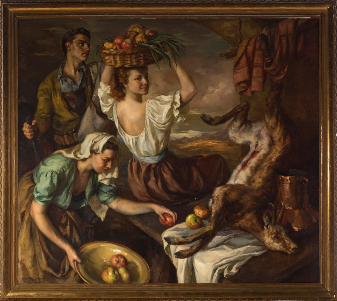 FRANCISCO RIBERA GÓMEZ (Madrid, 1907 - Málaga, 1990)."Still life with characters", 1953.Oil on - Image 2 of 5