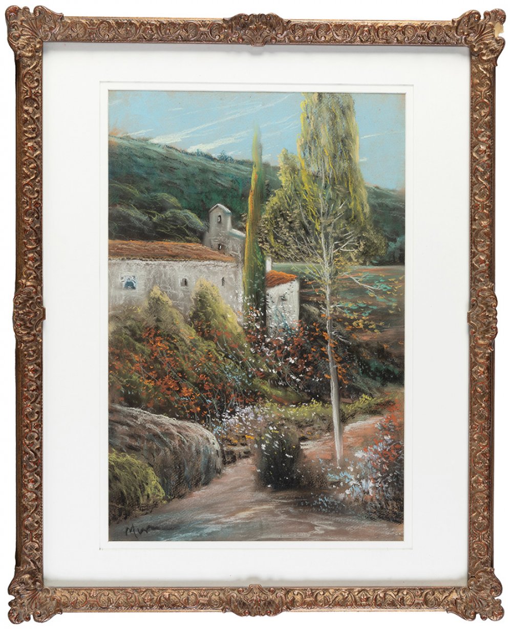 JOAQUIM MIR TRINXET (Barcelona, 1873 - 1940)."Hermitage of Sant Medir".Pastel on paper.Signed in the - Image 3 of 3