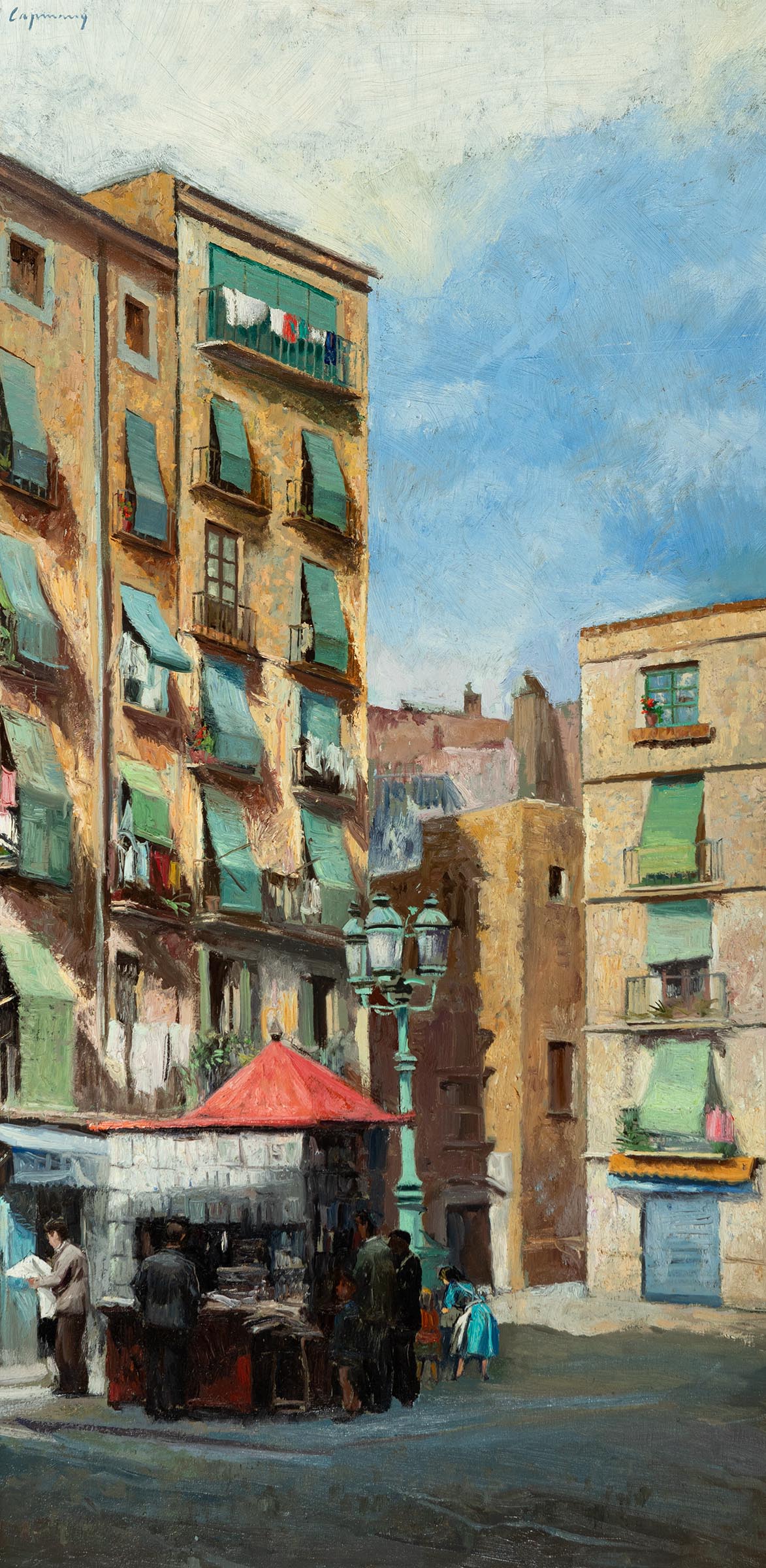 RAMÓN CAPMANY MONTANER (Canet de Mar, 1899 - Barcelona, 1992)."Plaça de Sant Agustí Vell,