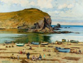 JOAQUIM TERRUELLA MATILLA (Barcelona, 1891 - 1957)."Beach Scene".Oil on canvas.Signed in the lower
