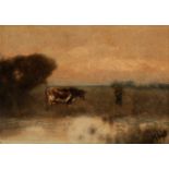 MODEST URGELL INGLADA (Barcelona, 1839 - 1919)."Landscape with Figures".Oil on canvas.Signed in
