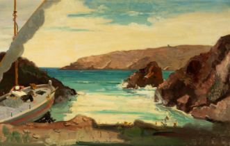 RAFAEL DURANCAMPS I FOLGUERA (Sabadell, 1891 - Barcelona, 1979)."Siesta on the Beach".Oil on panel.
