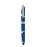 RÉCIFE FOUNTAIN PEN, LIMITED SERIES MYSTIQUE REPLICA SENIOR.Blue and white resin barrel.Nib plated