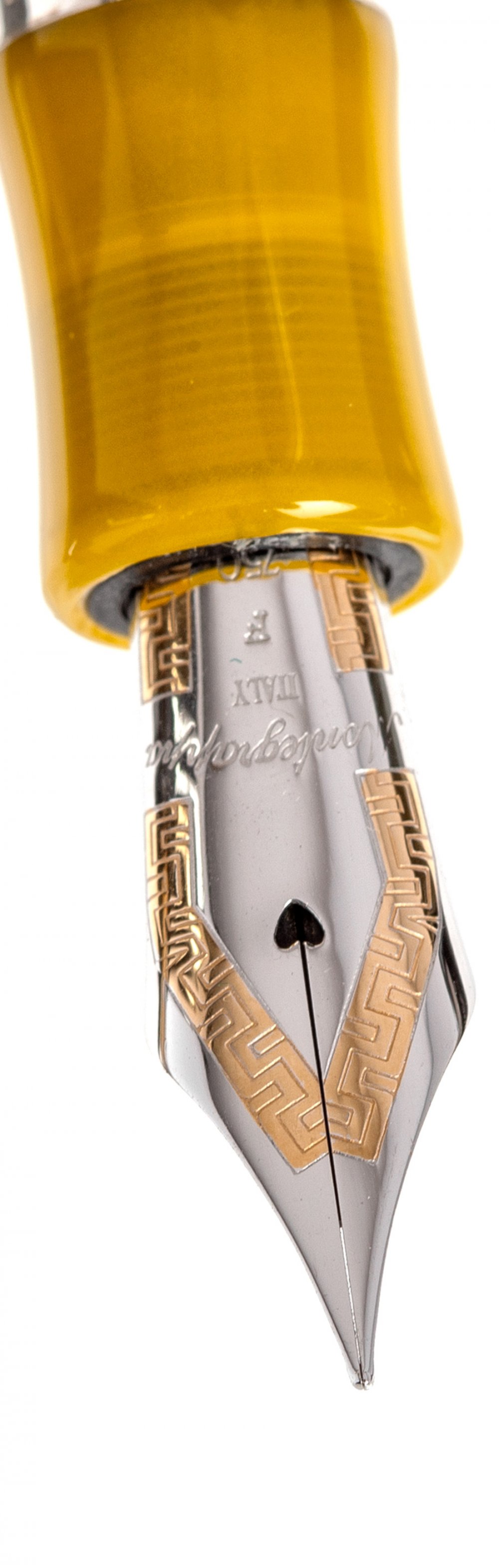 MONTEGRAPPA FOUNTAIN PEN "ZODIAC".Yellow resin barrel with silver case with dragon.Limited edition. - Image 4 of 4