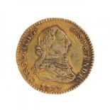 Gold coin, four escudos of Charles III. Year 1777.Weight: 6,4 g.Measures: 23, 1 mm (diameter).