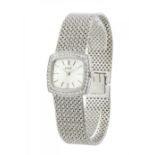 PIAGET ladies' watch in white gold and diamonds. Seventies. Rectangular case with brilliant-cut