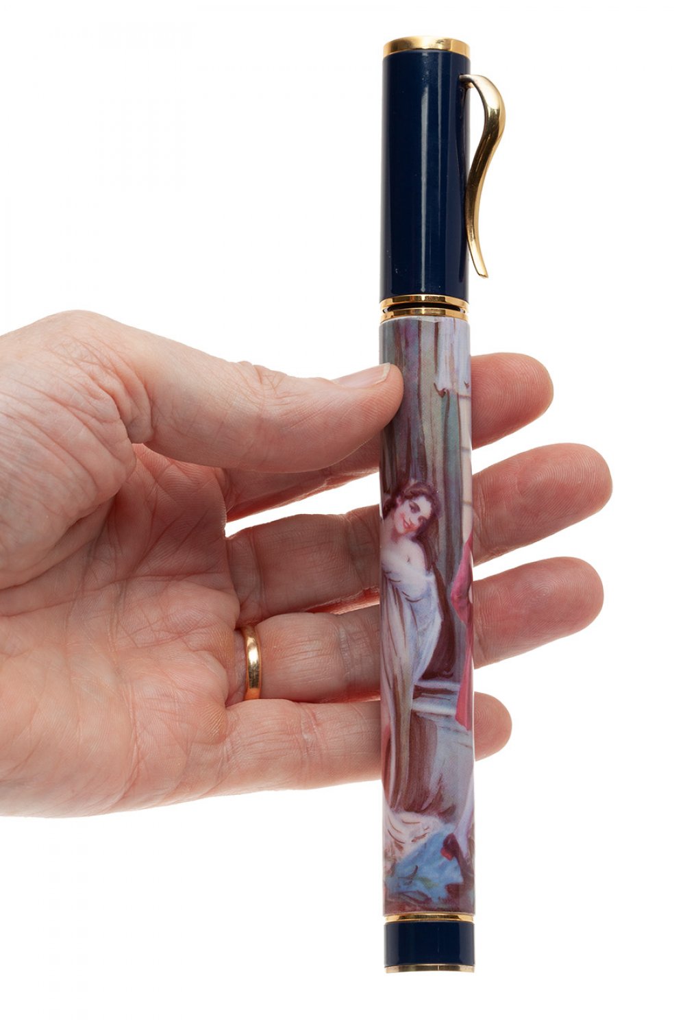 OMAS "GIACOMO CASANOVA" FOUNTAIN PEN.Barrel in Ginori porcelain and cap in blue chinese lacquer with - Image 6 of 7