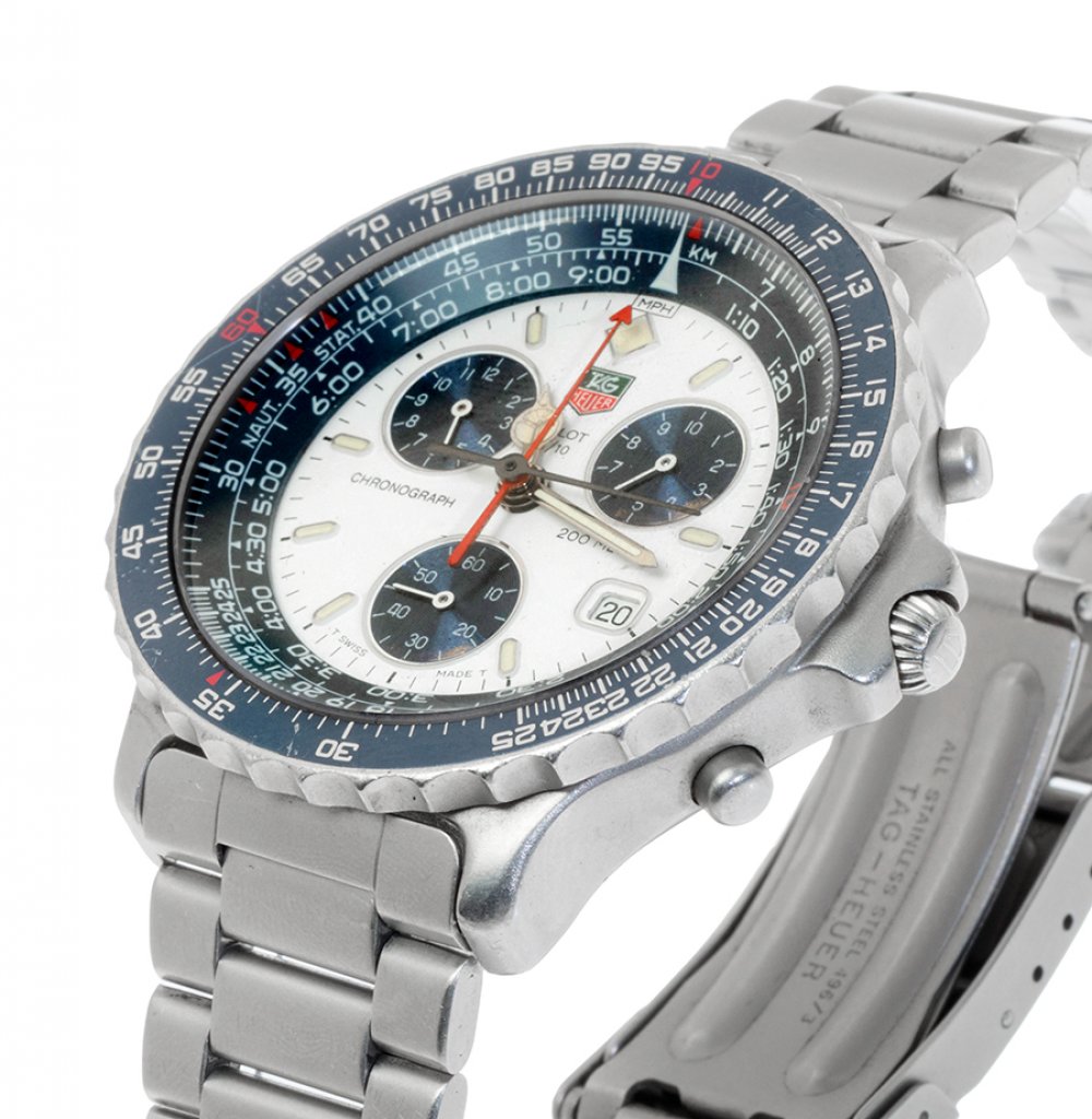 TAG HEUER Pilot Chronograph watch ref. 530806, for men/Unisex.In stainless steel. Circular dial in - Bild 2 aus 3