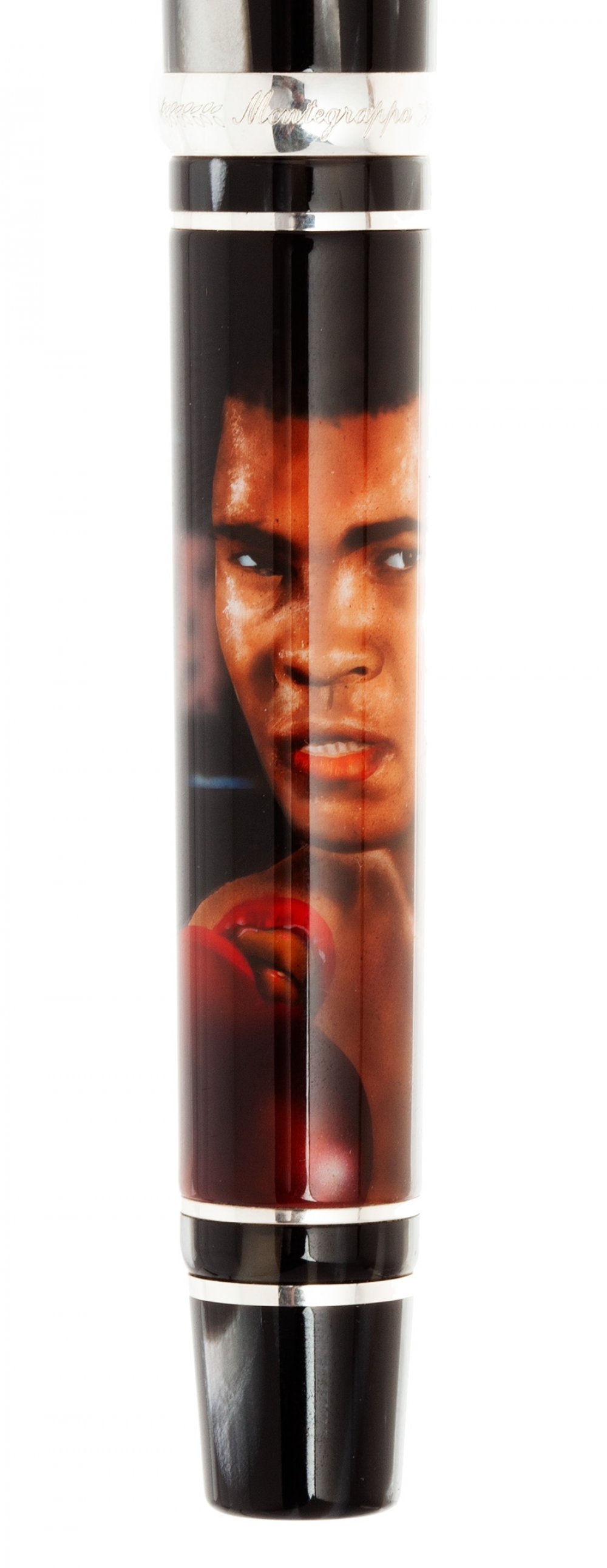 MONTEGRAPPA FOUNTAIN PEN, LIMITED EDITION "MUHAMMAD ALI".Resin barrel, hand painted.Two-tone 18 - Image 2 of 4