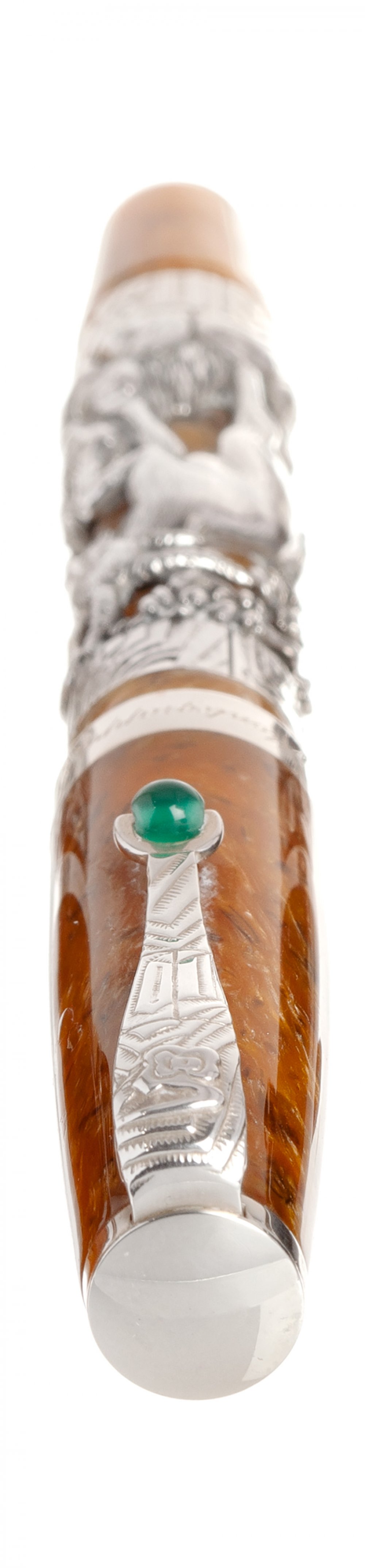 MONTEGRAPPA FOUNTAIN PEN "ZODIAC".Brown resin barrel with silver case with Goat.Limited edition. - Image 3 of 3