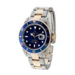 Watch ROLEX SUBMARINER 16613 series U49181, for men. Year 1997.in steel and yellow gold. Blue dial