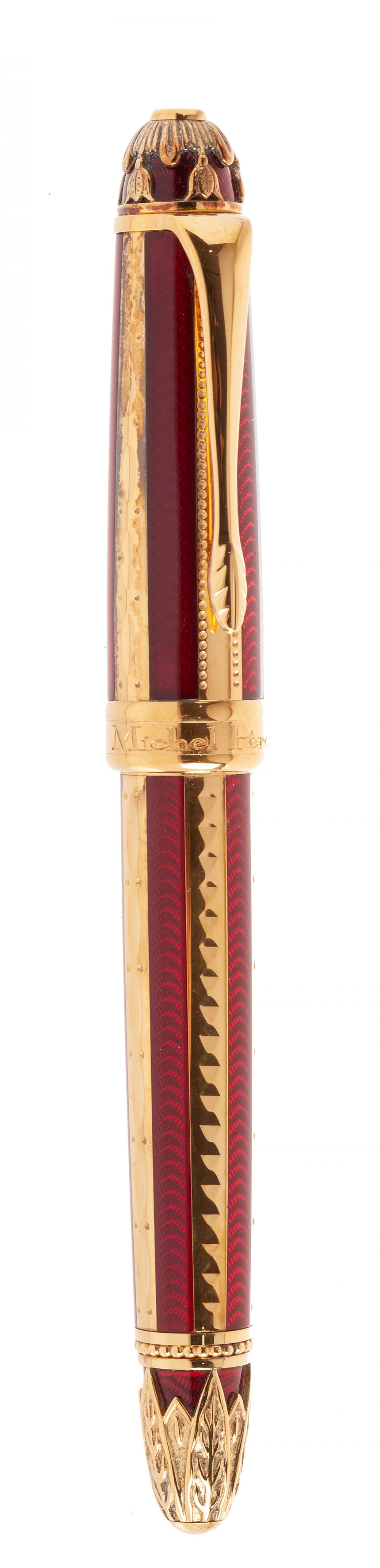 MICHAEL PERCHIN FABERGE FOUNTAIN PEN.Enamelled silver barrel.Limited edition.Two-tone 18 Kts gold