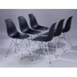 CHARLES EAMES (USA, 1907 - 1978) for VITRA.Set of six chairs model DSR.Chromed steel frame. Seat