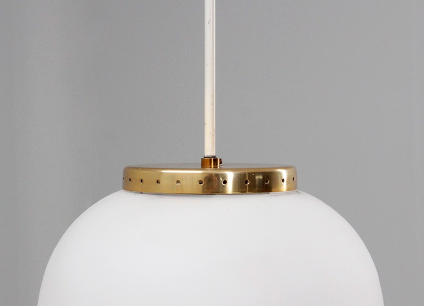Stilnovo ceiling lamps, 1950s.Glass and brass.Working wiring system.The piece will be available - Image 2 of 3