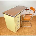 French desk and Bauhaus school chair, first half of the 20th century.Metal and wood.Measurements: