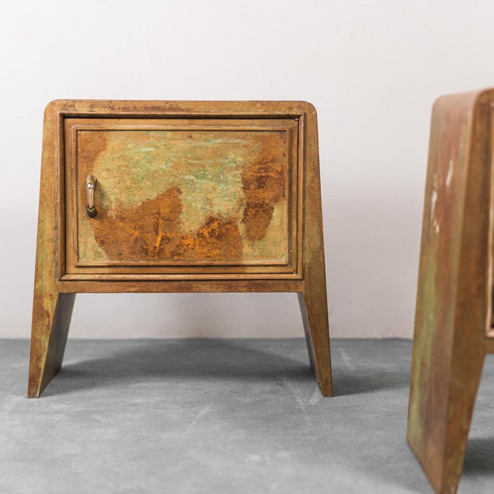 Pair of coffee tables, Italian manufacture, 1950s.Wooden structure.Restored with signs of ageing.The - Image 4 of 7