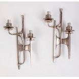FÉLIX AGOSTINI, (Paris, 1910 - 1980).Pair of wall lamps, 1960s.Silver plated bronze.The work will be
