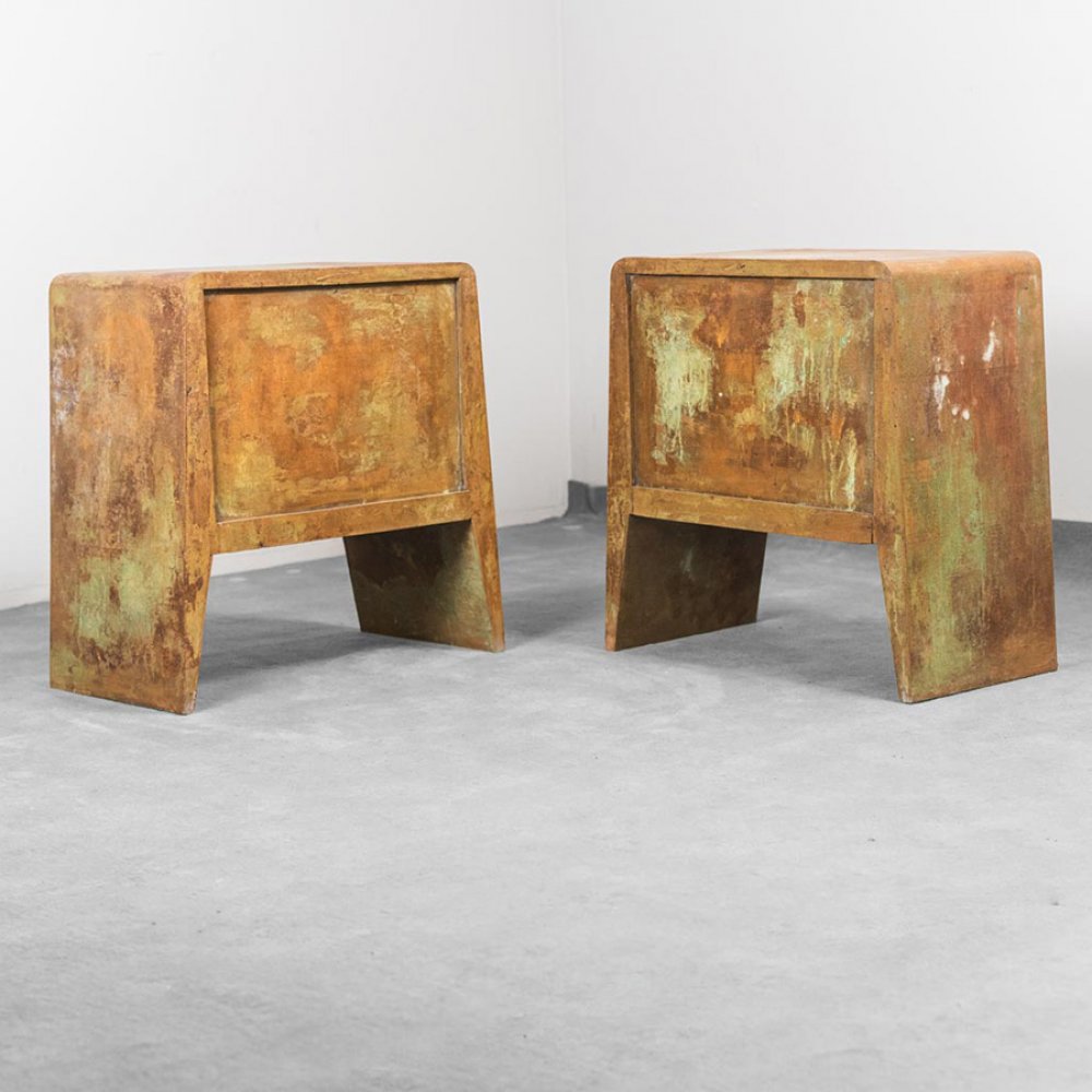 Pair of coffee tables, Italian manufacture, 1950s.Wooden structure.Restored with signs of ageing.The - Image 3 of 7