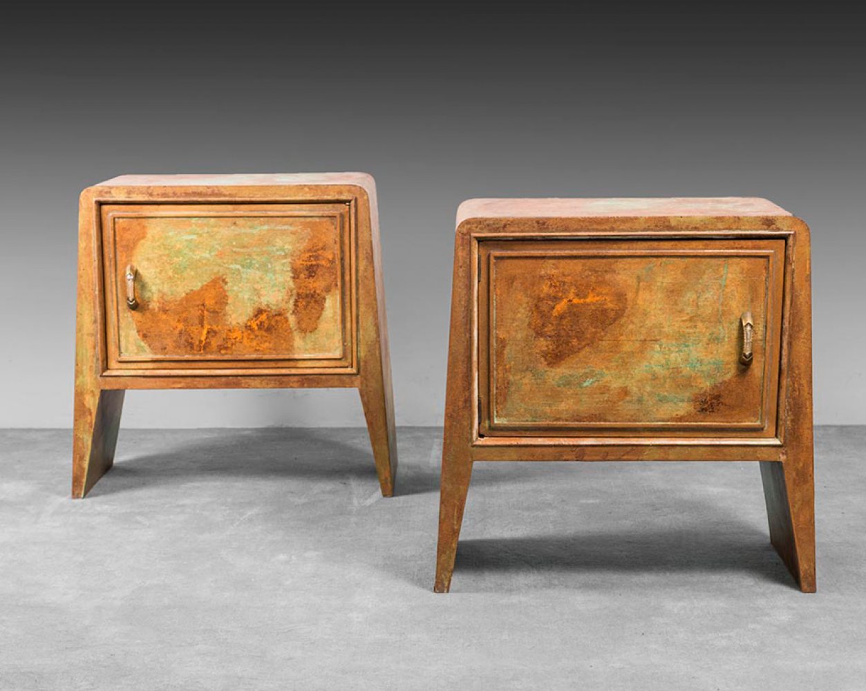 Pair of coffee tables, Italian manufacture, 1950s.Wooden structure.Restored with signs of ageing.The