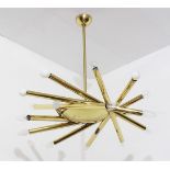 Stilnovo ceiling lamp, 1950s.Brass.The piece will be available approximately 15 days after payment.