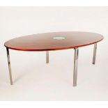 Italian table, 1970s.Wood, glass and steel.Measurements: 75 x 200 x 121 cm.The piece will be