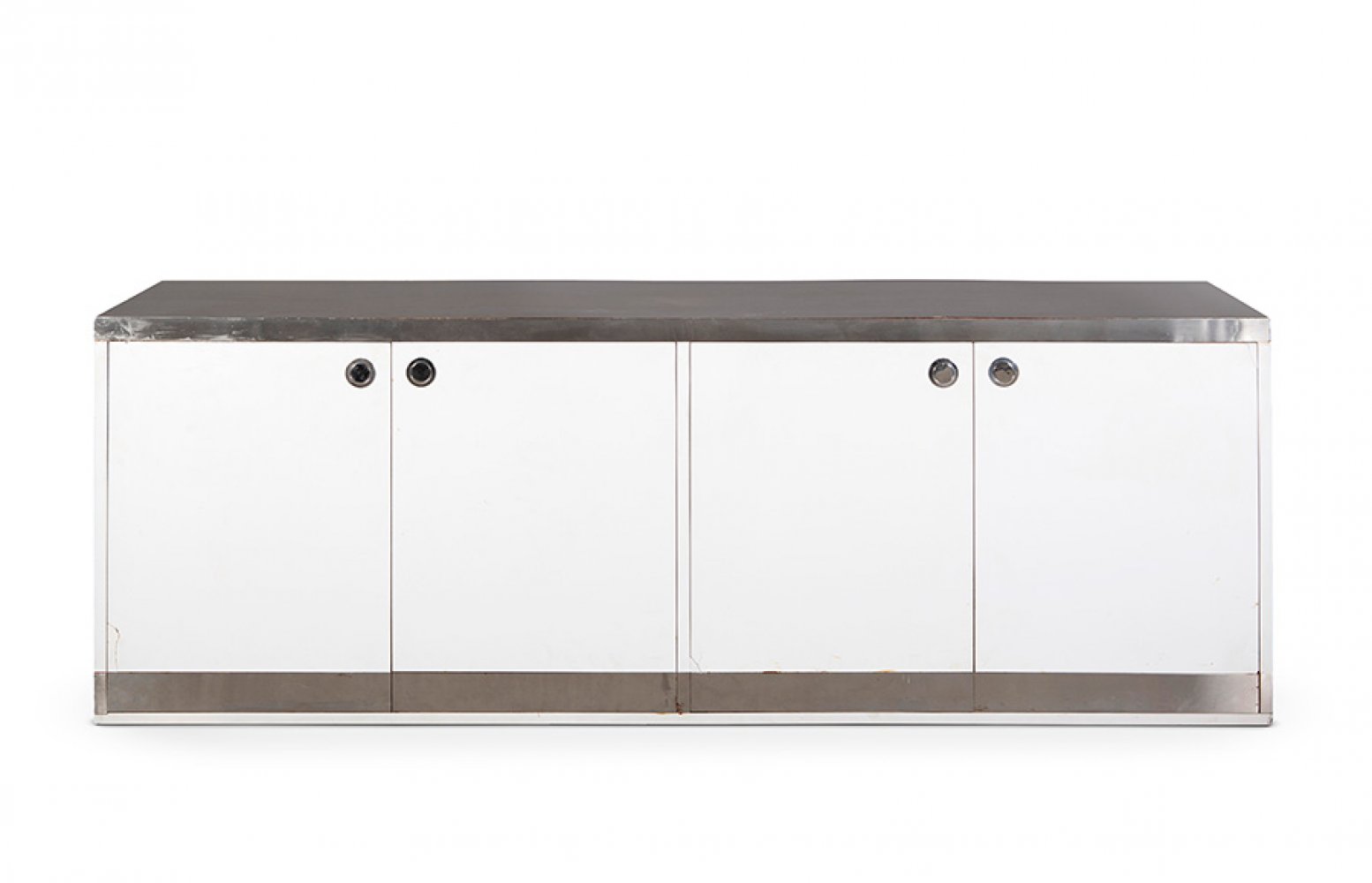 WILLY RIZZO (Naples, 1928-Paris ,2013).Sideboard. Italy, 1970s.White laminated wood, aluminium. - Image 6 of 6