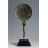 Etruscan mirror, 4th century BC.Bronze.Provenance: Private Swiss collection from the late 1960s.With