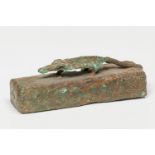 Large shrew sarcophagus; Lower Egypt 664-332 BC.Bronze.With losses at the base and on one of the