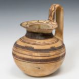 Pot; Daunia, Southern Italy, 5th century BC.Polychrome terracottaThe handle has been restored and
