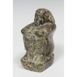 Cube statue; Egypt, Middle Kingdom 2050-1750 BC.Diorite.Size: 9,5 x 4 x 5 cm.Seated figure made in