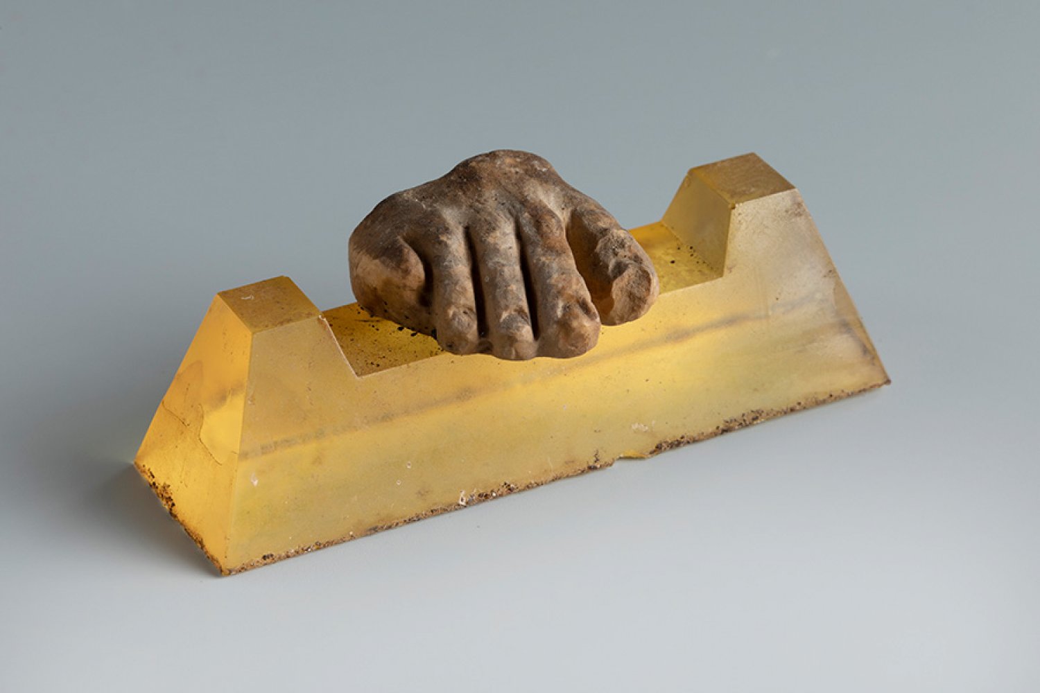 High-quality fragment of a right foot. Smyrna, 3rd century BC.Terracotta.On a resin base.Provenance: