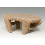 Metate; Costa Rica, Guanascaste-Nicoya; AD 800-1200.Volcanic stone.It has restorations in fracture