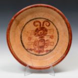 Tripod dish; Maya culture, Honduras-El Salvador, AD 500-800.Polychrome ceramic.It has been