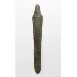 Dagger blade; Iberian culture, 5th-6th centuries.Bronze.Measurements: 27 x 4 cm.Bronze dagger