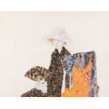 MARGARET STARK (Indiana, 1915-New York, 1988)."Woman with a Fan, 1988.Mixed media and collage on