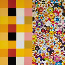 TAKASHI MURAKAMI (Tokyo, 1962)."Acupuncture/Flowers (Chekers)", 2008.Offset lithograph in colour.