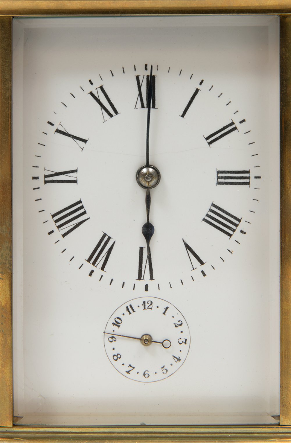 Travel clock; late 19th century.Bronze and bevelled glass.No key preserved.Precise set-up. - Image 6 of 6