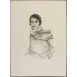 Spanish school; 20th century."Portrait of a lady.Pencil on paper.Signed (Guzmán) in the lower