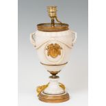 Lamp; Germany, ca. 1895.Biscuit porcelain and gilt bronze.Marks on the base.Measurements: 44 x 21