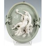 Jasper Ware ornamental ceiling lamp by ETRURIA; England, 19th century.Biscuit porcelain.Size: 43,5 x
