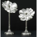 DE VECCHI. Pair of candlesticks Flower Collection.Silver.With De Vecchi hallmarks and Rabat label.