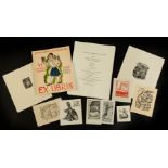 Set of fifty Exlibris; mid 20th century.Fifty graphic works; etching, woodcut, lithography on